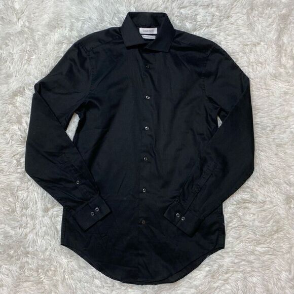 Calvin Klein & Tommy Hilfiger Dress Shirts Set of 2 Blue Black Size Small 14.5 / - Picture 6 of 15